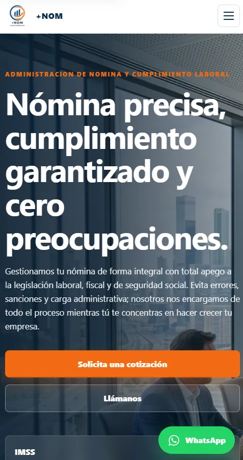 Sitio web de +NOM desarrollado por Ponciano Studio