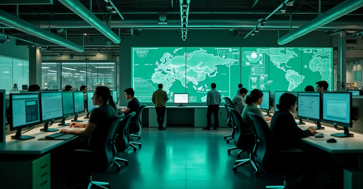 Imagen ilustrativa sobre Fotografía profesional de una oficina moderna de una empresa de logística en México, con empleados trabajando en computadoras y un ambiente dinámico. Enfoque en tecnología y eficiencia operativa. para el artículo Caso de estudio: Logística reduce 30% costos con WaaS 2026
