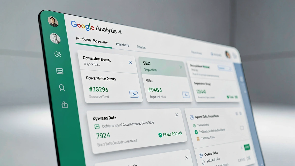 Pantalla ilustrativa con un panel de Google Analytics