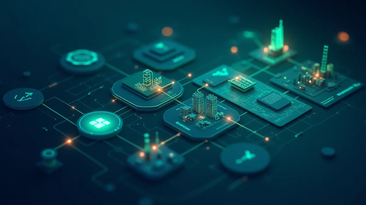 Imagen ilustrativa sobre Ilustración limpia de un sitio web de empresa de energía, destacando secciones clave como certificaciones, proyectos y licitaciones, con un diseño moderno y profesional. para el artículo Diseño Web para Empresas de Energía en México 2026: Normativas y Conversión