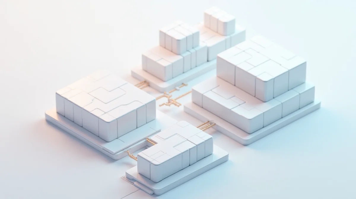 Imagen ilustrativa sobre Ilustración de una estructura de navegación para un sitio web industrial, mostrando menús desplegables para productos, servicios, casos de éxito y contacto, con un diseño limpio y profesional. para el artículo Diseño Web Industrial en México: Guía por Sector 2026