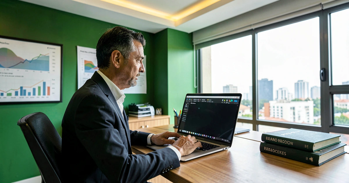 Persona trabajando con una computadora junto a una ventana