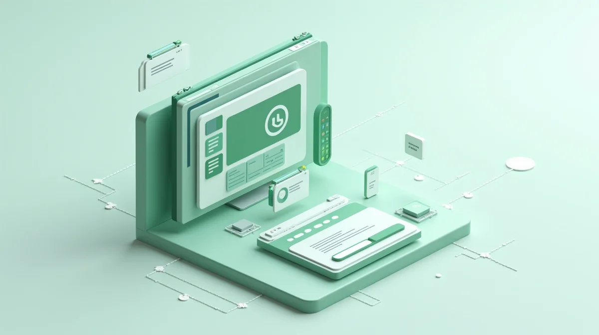 Imagen ilustrativa sobre Pantalla de un sitio web WaaS con un botón de WhatsApp Business visible y un mensaje emergente de bienvenida automatizado. Estilo limpio y profesional, con elementos gráficos que destacan la integración. para el artículo WaaS con WhatsApp integrado: Guía para PyMEs en México 2026